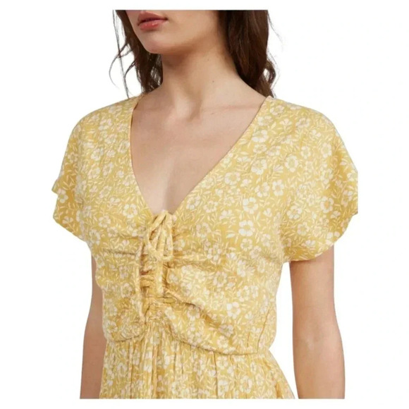 NWT Roxy  Dress Floral Sundress Simple Thoughts Yellow Size Medium - Picture 3 of 14